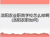 洛阳农业职高学校怎么样啊(洛阳农职如何)