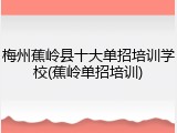 梅州蕉岭县十大单招培训学校(蕉岭单招培训)