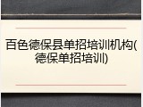 百色德保县单招培训机构(德保单招培训)