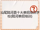 汕尾陆河县十大单招培训学校(陆河单招培训)