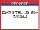钦州农业学校足球社(钦州农校足社)