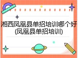 湘西凤凰县单招培训哪个好(凤凰县单招培训)