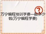万宁编程培训学费一般多少钱(万宁编程学费)