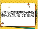 乌海乌达哪里可以学数控职高技术(乌达数控职高培训)