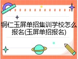 铜仁玉屏单招集训学校怎么报名(玉屏单招报名)