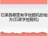 石渠县哪里有学挖掘机的地方(石渠学挖掘机)