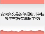 宜宾兴文县的单招集训学校哪里有(兴文单招学校)