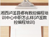 湘西泸溪县哪有数控编程培训中心中职怎么样(泸溪数控编程培训)
