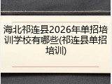 海北祁连县2026年单招培训学校有哪些(祁连县单招培训)