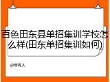 百色田东县单招集训学校怎么样(田东单招集训如何)