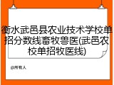 衡水武邑县农业技术学校单招分数线畜牧兽医(武邑农校单招牧医线)