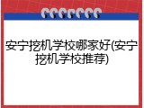 安宁挖机学校哪家好(安宁挖机学校推荐)