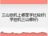三山挖机上哪里学比较好(学挖机三山哪好)