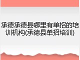 承德承德县哪里有单招的培训机构(承德县单招培训)