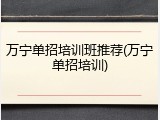 万宁单招培训班推荐(万宁单招培训)