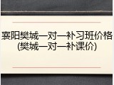 襄阳樊城一对一补习班价格(樊城一对一补课价)