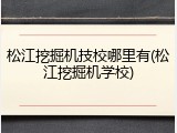 松江挖掘机技校哪里有(松江挖掘机学校)