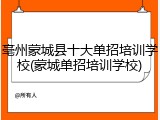 亳州蒙城县十大单招培训学校(蒙城单招培训学校)