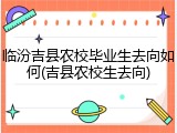 临汾吉县农校毕业生去向如何(吉县农校生去向)