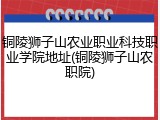 铜陵狮子山农业职业科技职业学院地址(铜陵狮子山农职院)