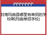 甘南玛曲县哪里有单招的学校啊(玛曲单招学校)