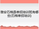 雅安石棉县单招培训班有哪些(石棉单招培训)