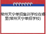 常州天宁单招集训学校在哪里(常州天宁单招学校)
