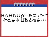 甘孜甘孜县农业职高学校读什么专业(甘孜农校专业)