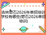 吉林磐石2026年单招培训学校有哪些(磐石2026单招培训)