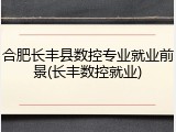 合肥长丰县数控专业就业前景(长丰数控就业)