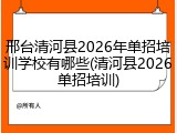 邢台清河县2026年单招培训学校有哪些(清河县2026单招培训)