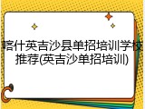喀什英吉沙县单招培训学校推荐(英吉沙单招培训)