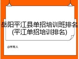 岳阳平江县单招培训班排名(平江单招培训排名)