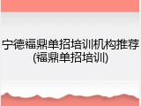 宁德福鼎单招培训机构推荐(福鼎单招培训)