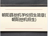 朝阳县挖机学校招生简章(朝阳挖机招生)