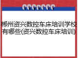 郴州资兴数控车床培训学校有哪些(资兴数控车床培训)