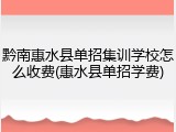 黔南惠水县单招集训学校怎么收费(惠水县单招学费)