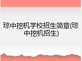琼中挖机学校招生简章(琼中挖机招生)
