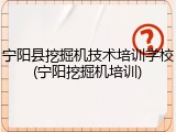 宁阳县挖掘机技术培训学校(宁阳挖掘机培训)