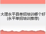 大理永平县单招培训哪个好(永平单招培训推荐)