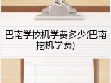 巴南学挖机学费多少(巴南挖机学费)