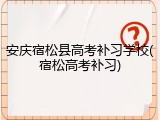 安庆宿松县高考补习学校(宿松高考补习)