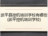 武平县挖机培训学校有哪些(武平挖机培训学校)