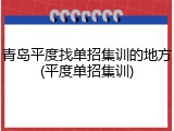 青岛平度找单招集训的地方(平度单招集训)