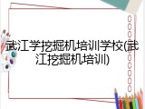 武江学挖掘机培训学校(武江挖掘机培训)