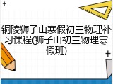 铜陵狮子山寒假初三物理补习课程(狮子山初三物理寒假班)