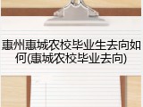 惠州惠城农校毕业生去向如何(惠城农校毕业去向)