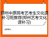 郑州中原高考艺考生文化课补习班推荐(郑州艺考文化课补习)