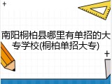 南阳桐柏县哪里有单招的大专学校(桐柏单招大专)