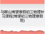 马鞍山博望寒假初三物理补习课程(博望初三物理寒假班)